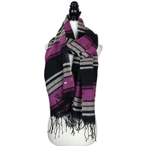 Sonia Rykiel mohair blend Striped fringed Scarf in Pink and Black